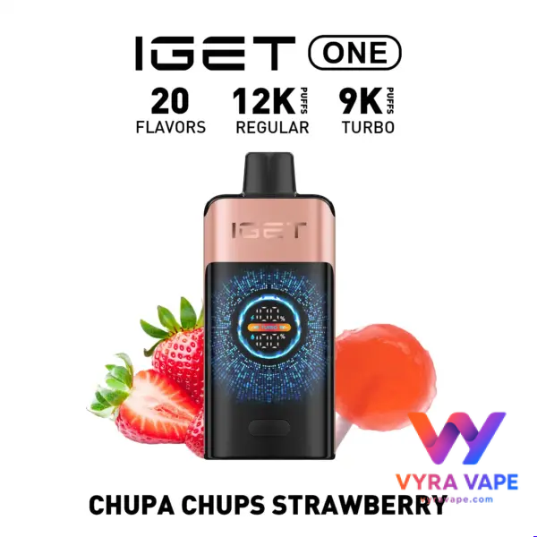 14-CHUPA-CHUPS-STRAWBERRY-600x600 IGET ONE 12000 Puffs – Chupa Chups Strawberry - Image 1