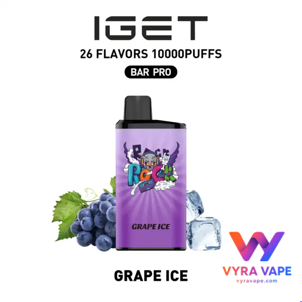 GRAPE-ICE-1-600x600 IGET BAR PRO 10,000 Puffs – Grape Ice - Image 1