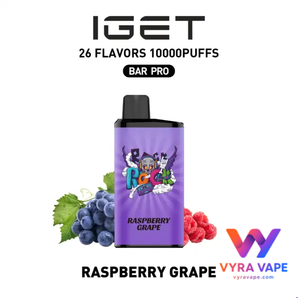 RASPBERRY-GRAPE-600x600 IGET BAR PRO 10,000 Puffs – Raspberry Grape - Image 1