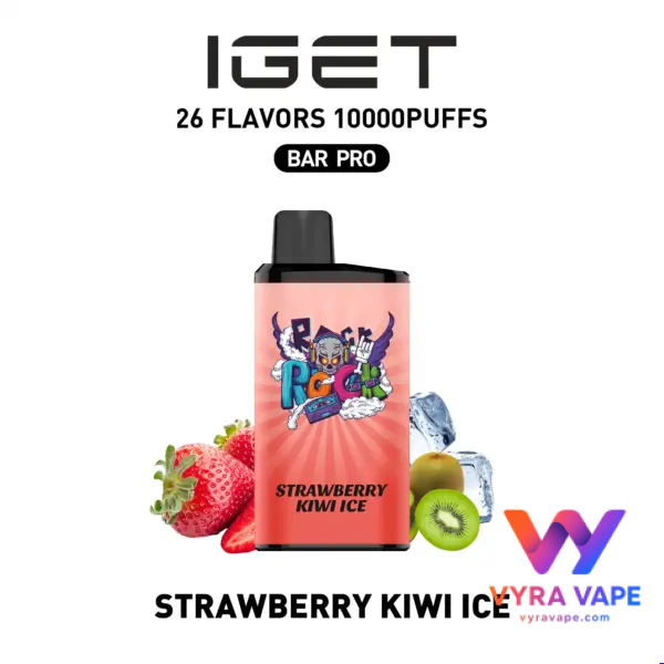 STRAWBERRY-KIWI-ICE-600x600 IGET BAR PRO 10,000 Puffs – Strawberry Kiwi Ice - Image 1