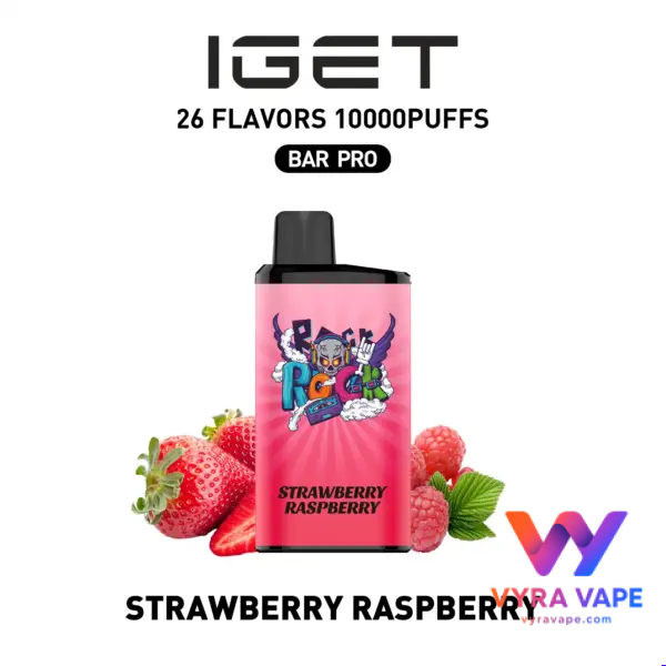STRAWBERRY-RASPBERRY-600x600 IGET BAR PRO 10,000 Puffs – Strawberry Raspberry - Image 1
