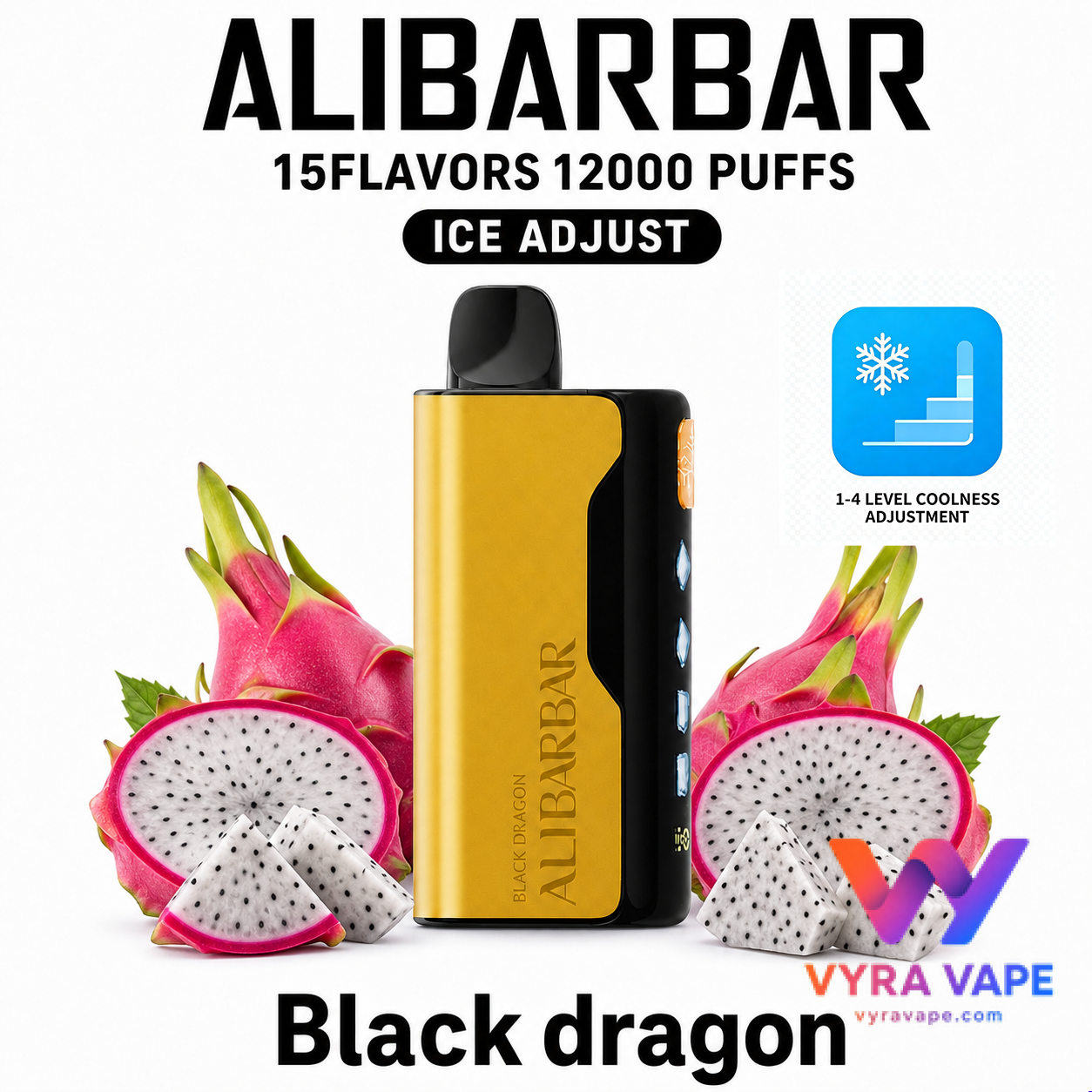 alibarbar-ice-adjust-black-dragon ALIBARBAR ICE ADJUST 12000 Puffs – Black Dragon - Image 1