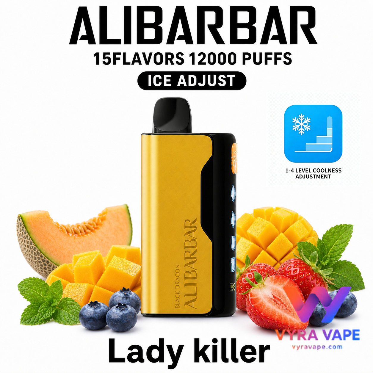 alibarbar-ice-adjust-lady-killer ALIBARBAR ICE ADJUST 12000 Puffs – Lady Killer - Image 1