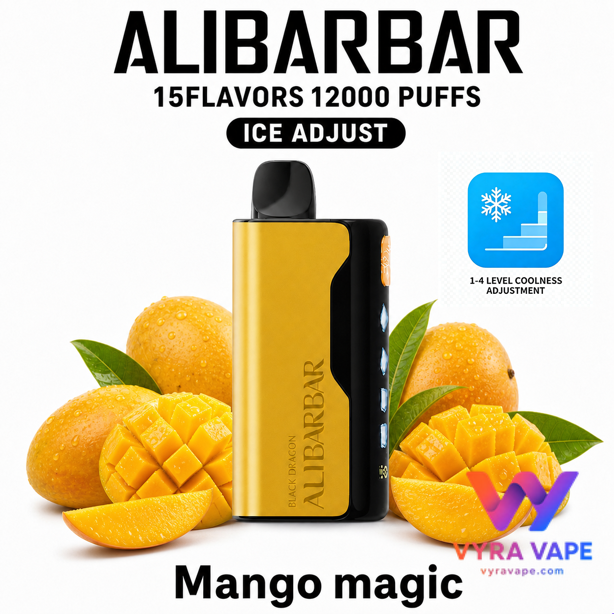 alibarbar-ice-adjust-mango-magic ALIBARBAR ICE ADJUST 12000 Puffs – Mango Magic - Image 1