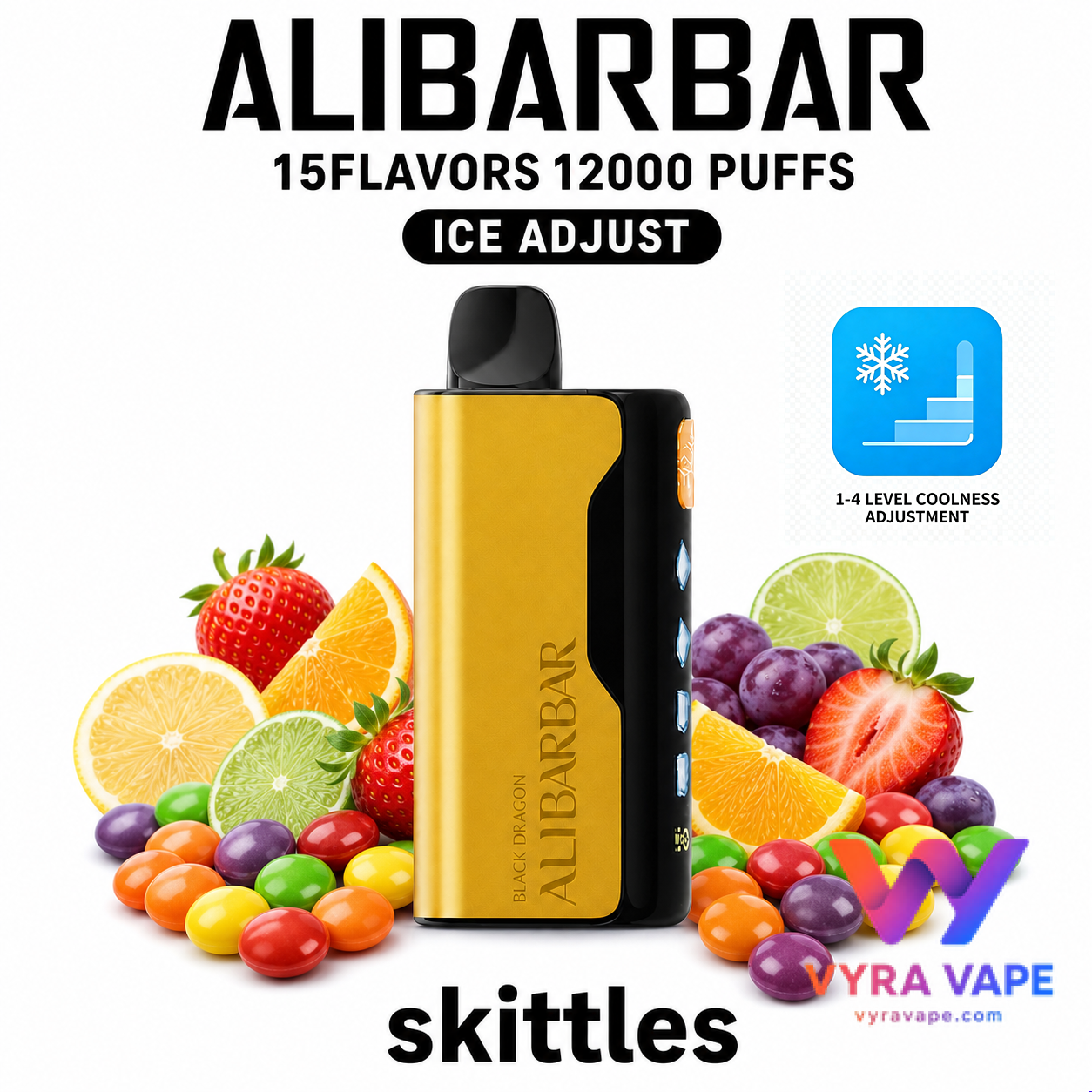 alibarbar-ice-adjust-skittles ALIBARBAR ICE ADJUST 12000 Puffs – skittles - Image 1