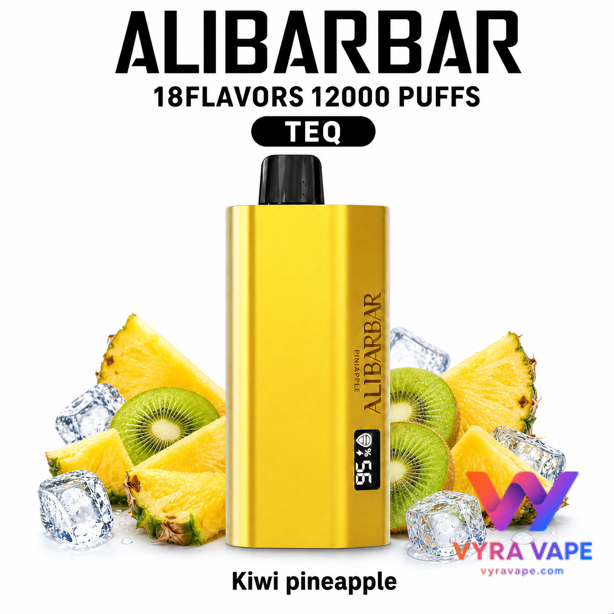 alibarbar-teq-kiwi-pineapple ALIBARBAR TEQ 12000 Puffs – Kiwi Pineapple - Image 1