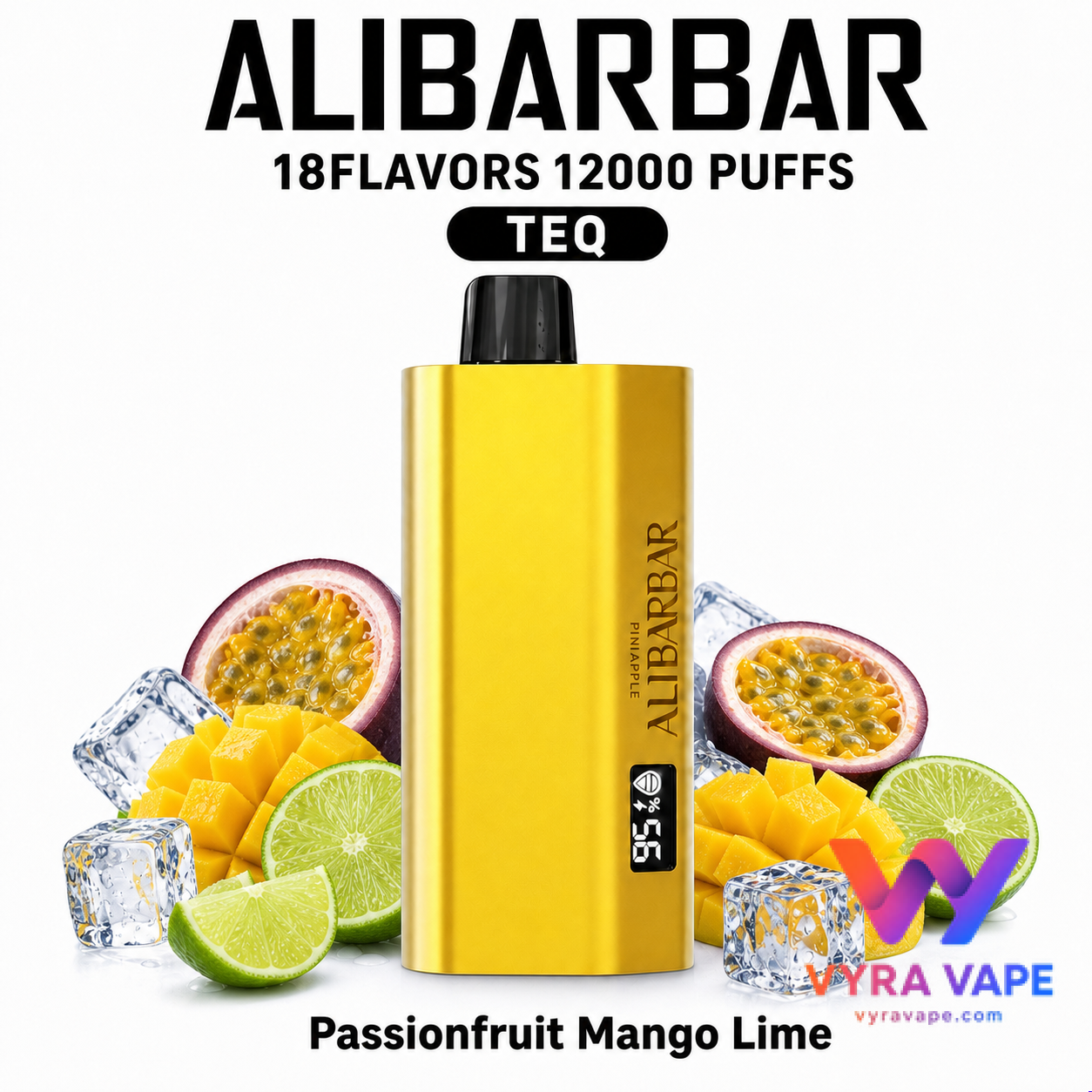 alibarbar-teq-passionfruit-mango-lime ALIBARBAR TEQ 12000 Puffs – Passionfruit Mango Lime - Image 1
