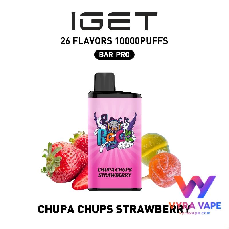 iget-bar-pro-10k-CHUPA-CHUPS-STRAWBERRY IGET BAR PRO 10,000 Puffs – Chupa Chups Strawberry - Image 1