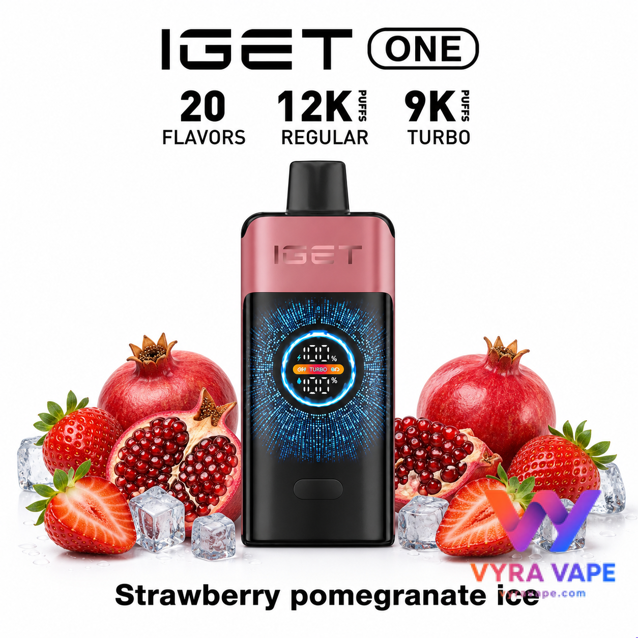 iget-one-strawberry-pomegranate-ice IGET ONE 12000 Puffs – Strawberry Pomegranate Ice - Image 1
