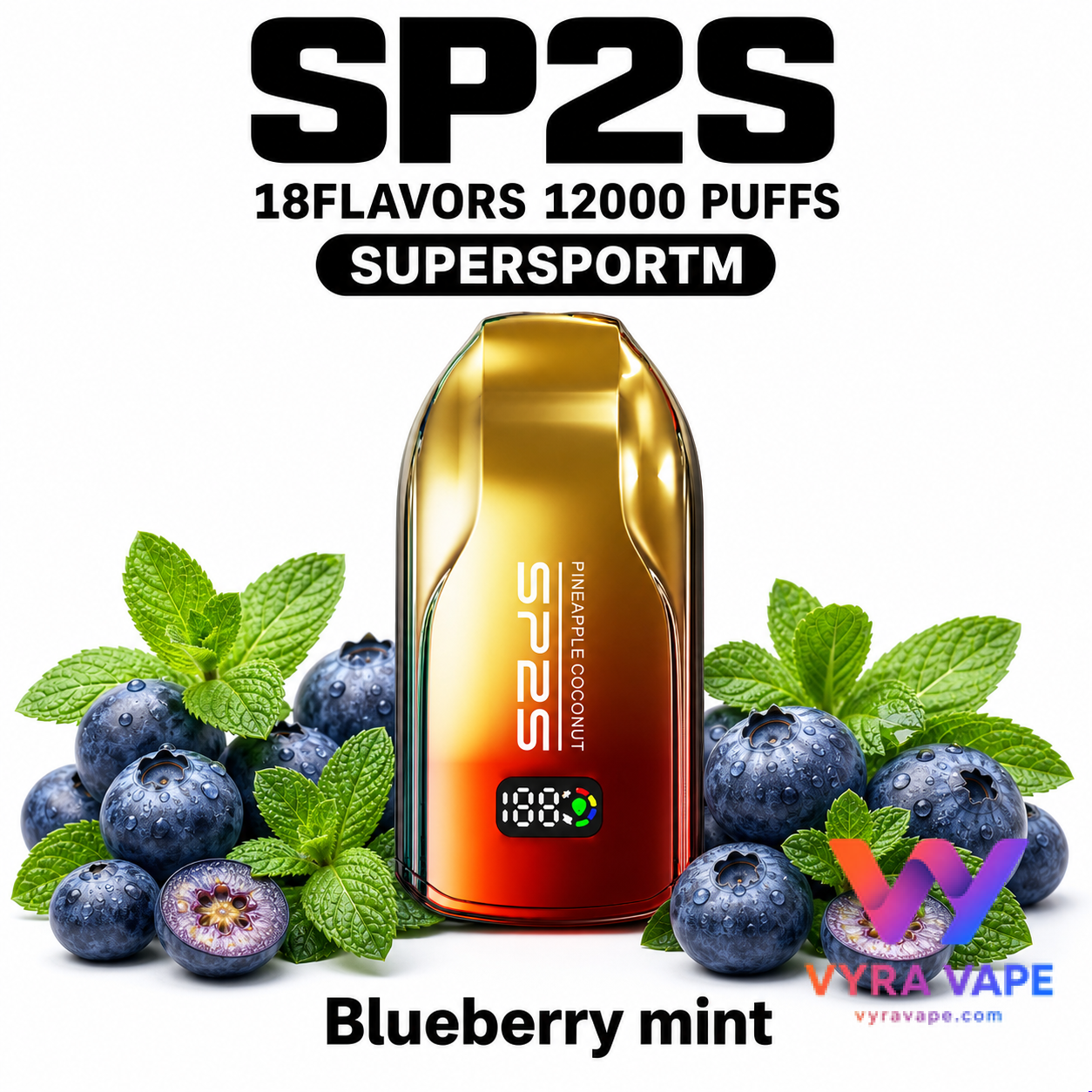 sp2s-supersportm-blueberry-mint SP2S SUPERSPORT M 12000 Puffs – Blueberry Mint - Image 1