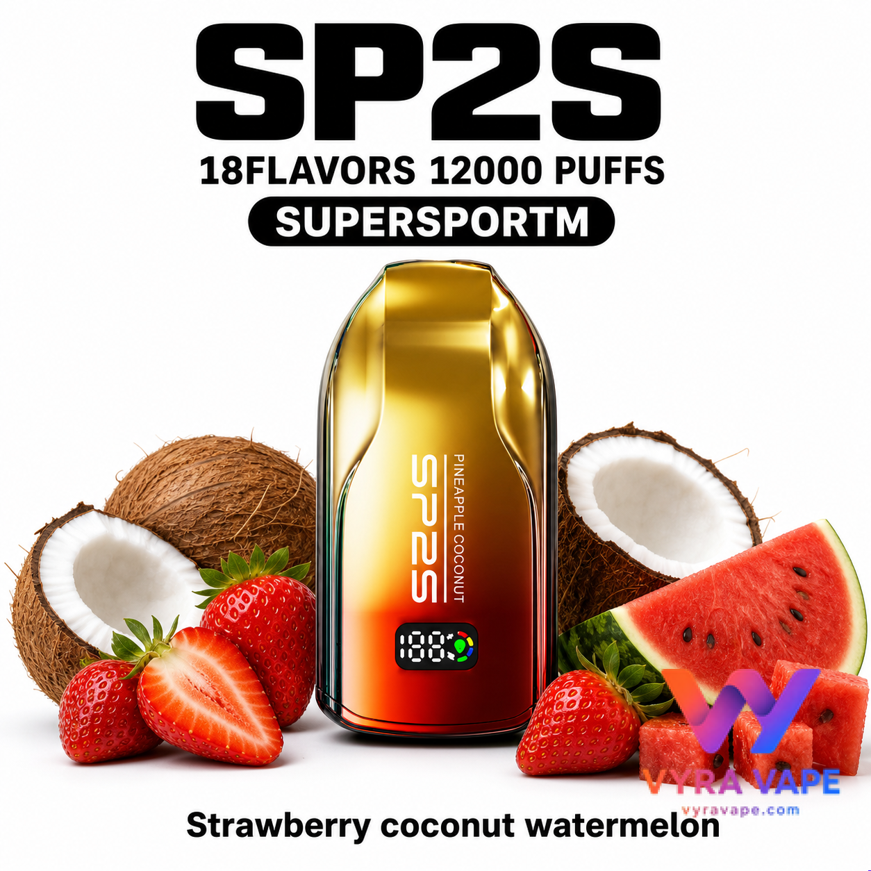 sp2s-supersportm-strawberry-coconut-watermelon SP2S SUPERSPORT M 12000 Puffs – Strawberry Coconut Watermelon - Image 1