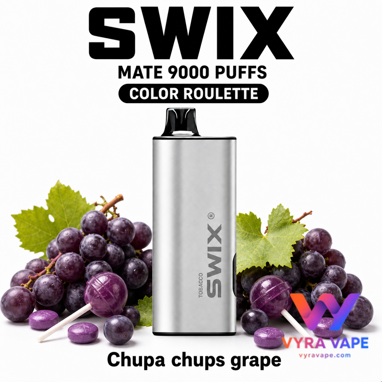 swix-color-roulette-chupa-chups-grape SWIX MATE 9000 Puffs – Chupa Chups Grape - Image 1