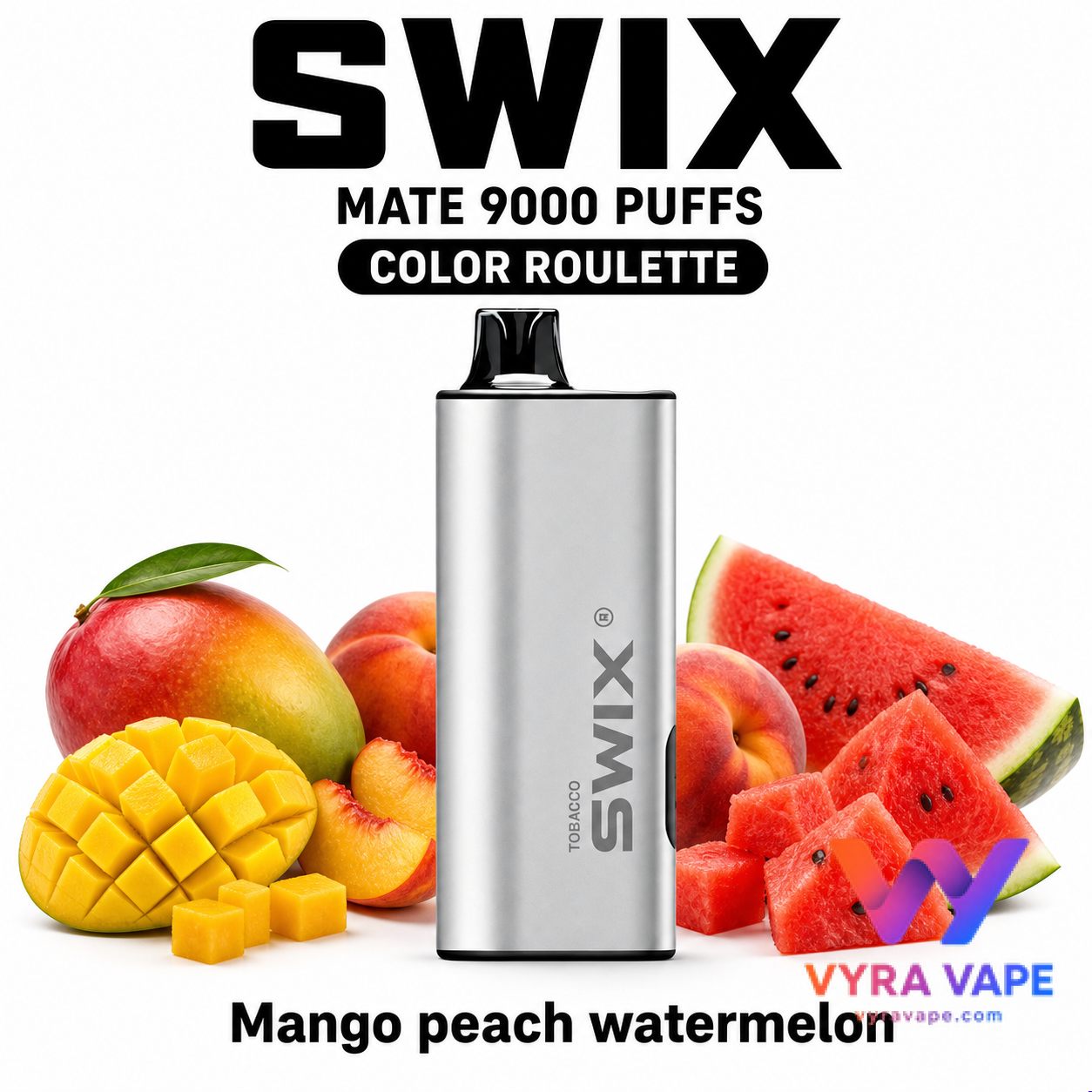 swix-color-roulette-mango-peach-watermelon SWIX MATE 9000 Puffs – Mango Peach Watermelon - Image 1
