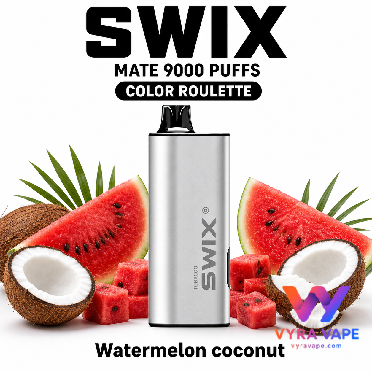 swix-color-roulette-watermelon-coconut SWIX MATE 9000 Puffs – Watermelon Coconut - Image 1